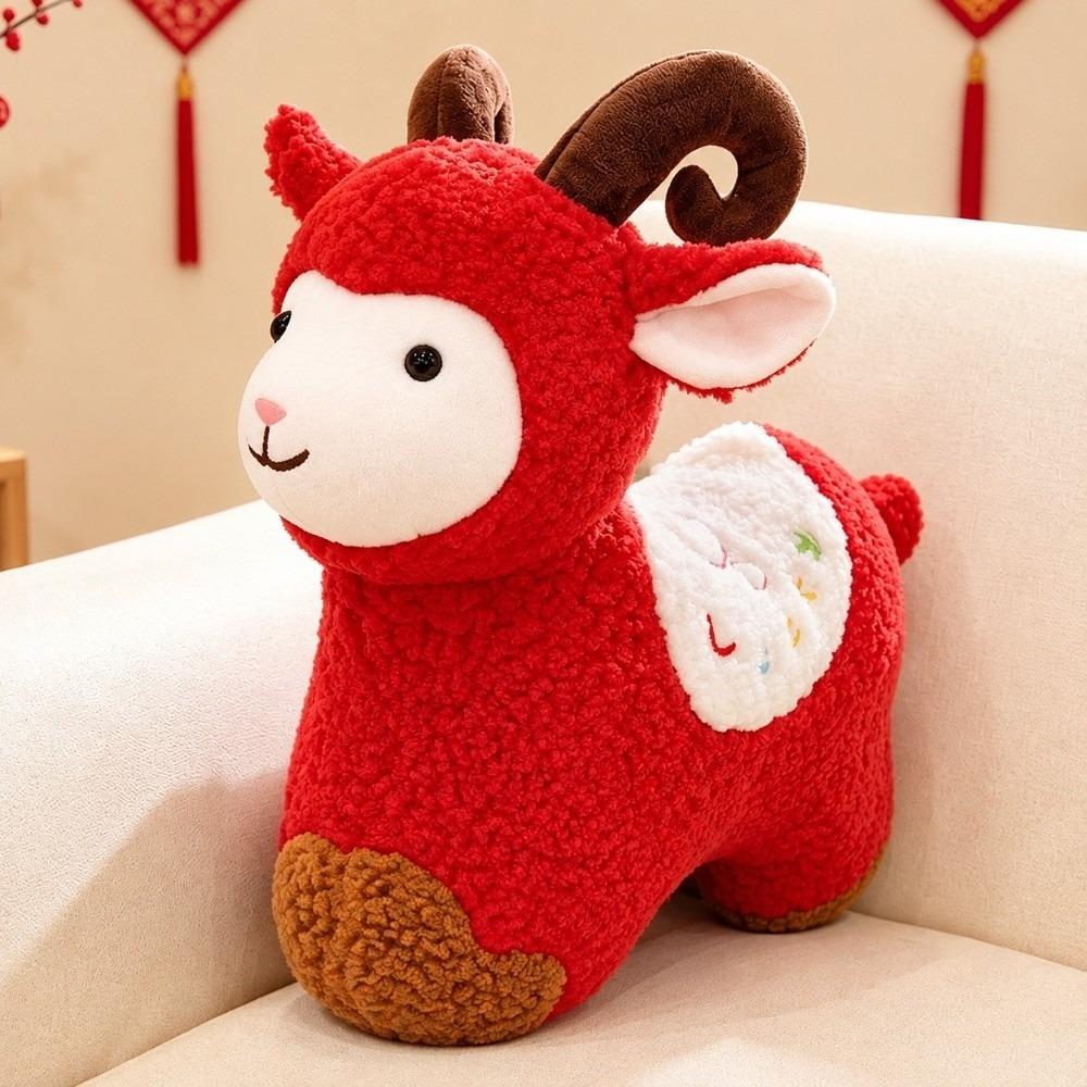 Soft Lamb Stuffed Animal Throw Pillow Sheep Year Plush Doll New Year Sheep Doll Gift for Children