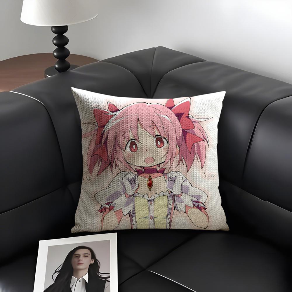 

MMadoka MagicaA Cute Cushion Cover Natural Linen Organic Fabric DoubleSided Printing Sofa Home Decor Gift Pillow Case 30x30cm