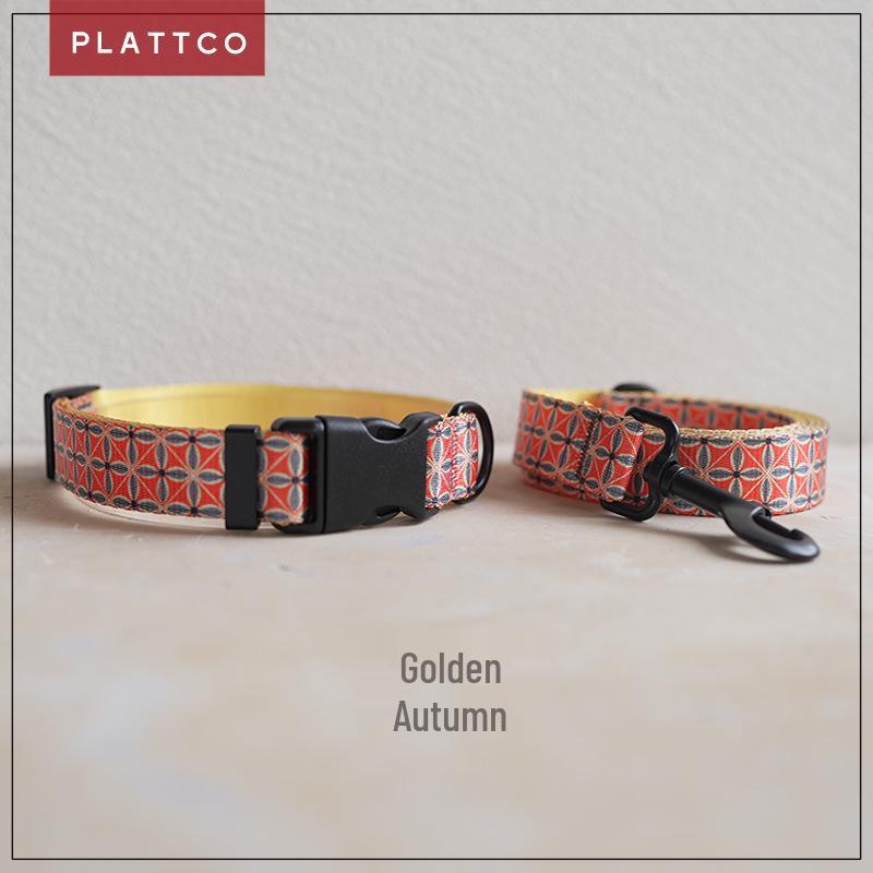 Golden Autumn Dog Collar & Leash Set, Faux Nylon, PDC304 Small