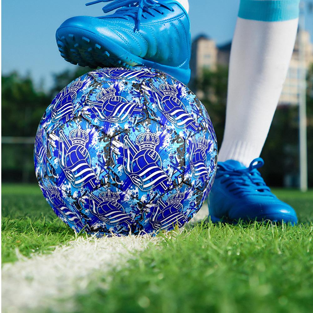 Real Sociedad FC Größe 5 Standard Fußball Langlebiger Trainingsspiel Fußball für Erwachsene Outdoor-Sportarten