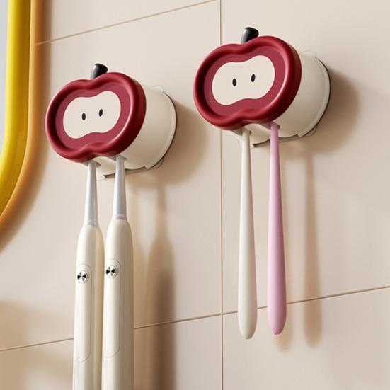 Adhesive Toothbrush Holder Wall Mounted Organizer Holds 2 Toothbrushes Fruit Design Toothbrush Hanger Keeps Toothbrush Dry Fresh for Bathroom