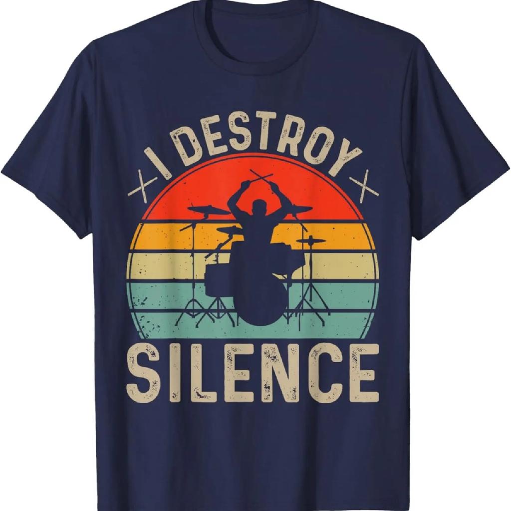 Drums Cymbals Teacher Music Lover Tee-I Destroy Silence Drum T-Shirt