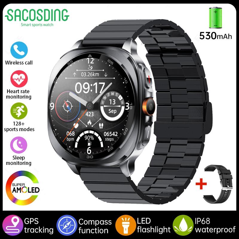2025 New Military Bluetooth Call AMOLED Smart Watch Built-in GPS Compass Barometric Altimeter Waterproof Sports Smartwatches Men