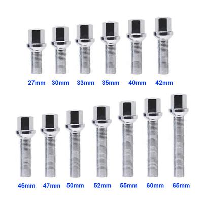 5 Piece 27/30/33/35/40/42/45/50/52/55/60/65 Mm Lengthen Steel Wheel Bolts M14 X 1.5mm WHEEL NUTS SEAT SUIT FOR VW Volkswagen
