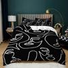 Black And White Simple Bedding Kit Digital Printing Quilt Cover Pillowcase Three-Piece Set