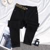 Spliced Leopard Print Stretch High Waist Tight Look Slim Hairy Edge Pencil Foot Pants Winter