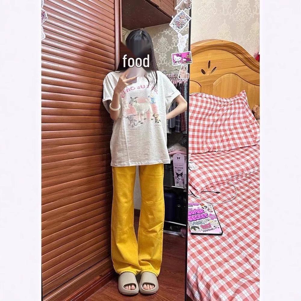 High Street Yellow Embroidered Women's Loose Wide-Leg Jeans - Spring 2025 Trend