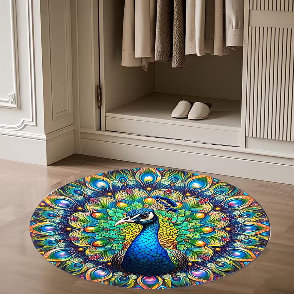 1pc Home Carpet Peacock Design Non-slip Rug for Office Decor and Living Room Gift Ideas