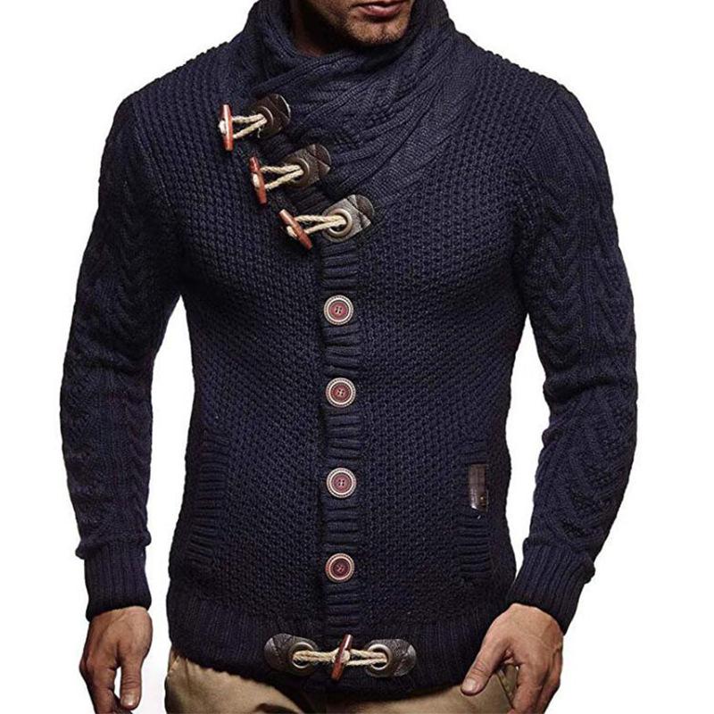 Herren Schnalle Pullover Strickjacke Winter Warmer Pullover Mantel Herbst Winter Gestrickt
