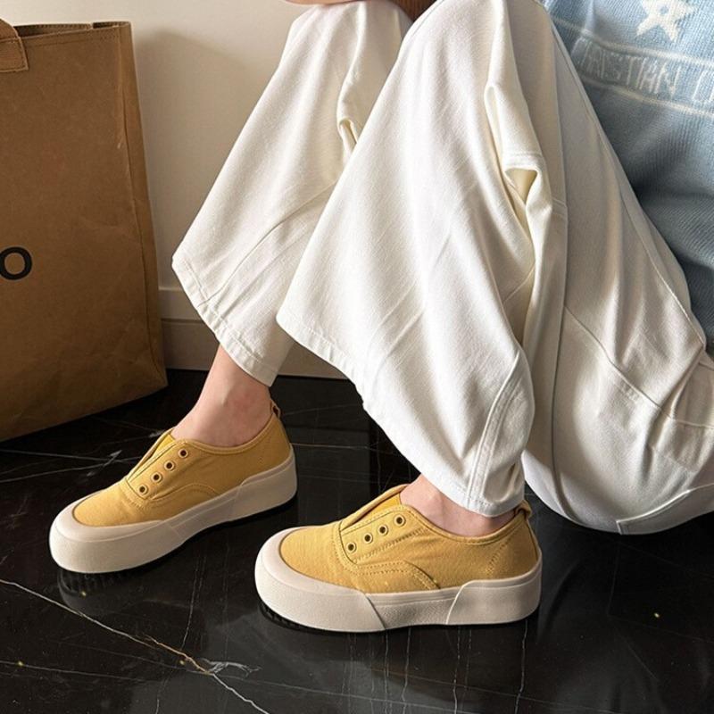 Low-top Canvas Shoes for Women's New Summer Lazy One-pedal Shoes Versatile Platform Casual Board Shoes for Women