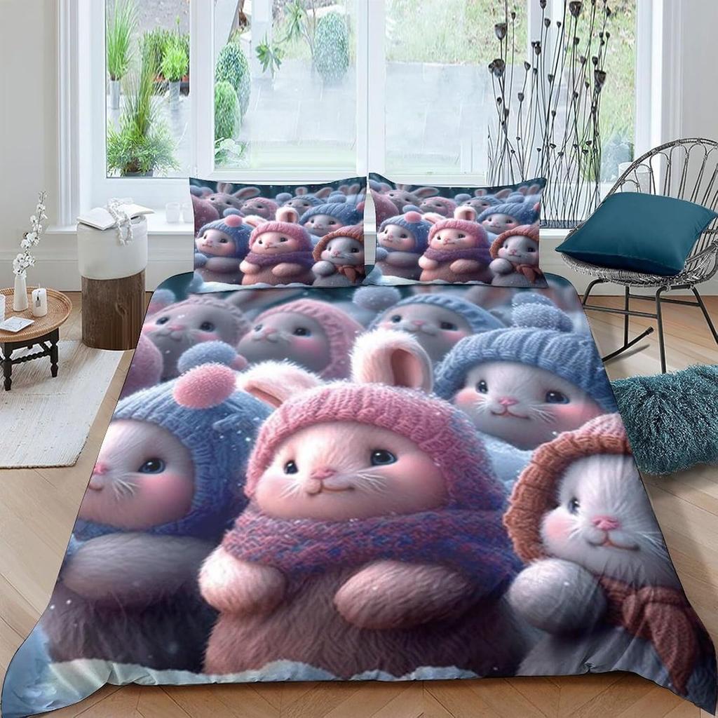 3D Tiger Rabbit Snake Pig Snail Unicorn Chick Fish Doona Duvet Quilt Cover Set
