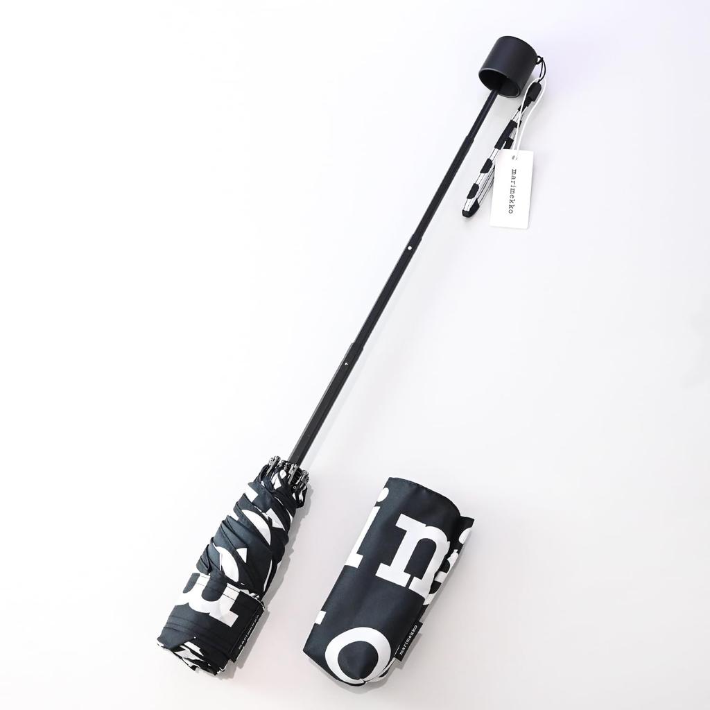 Marimekko Regenschirm zum Klappen für Damen und Herren, Schwarz und Weiß, 41399 041399 910 (93719-910)