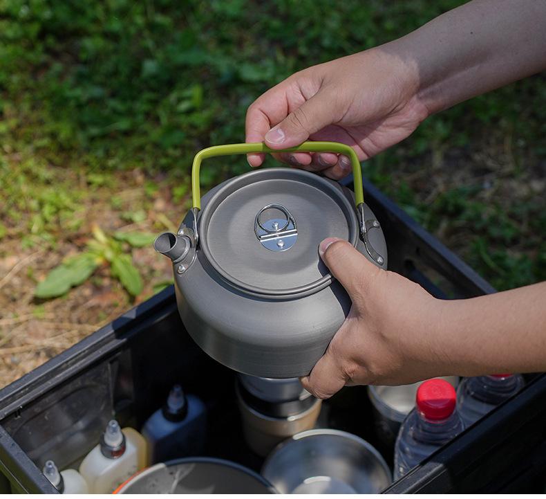 Large Capacity Outdoor Ultra-Light Aluminum Teapot Kettle, Portable 1.8L Camping Coffee Pot