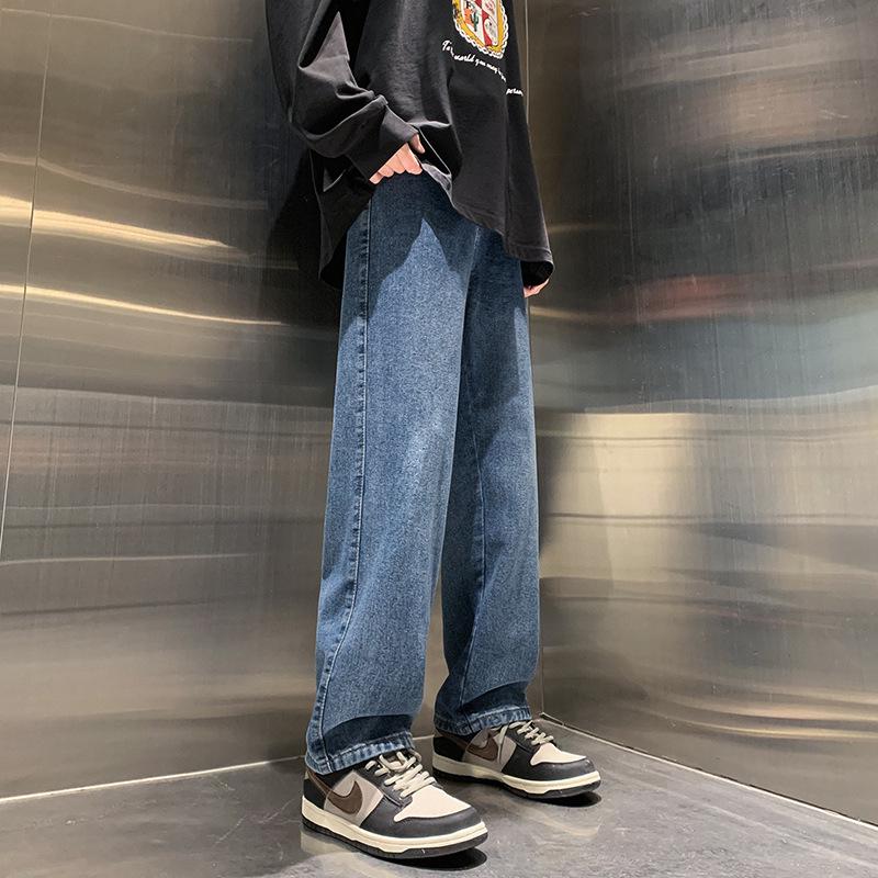 

Мужские ретро джинсы свободного кроя с прямыми штанинами - Повседневный стиль, американский уличный стиль L