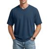 Men S V Neck Waffle Knit Raglan Short Sleeve Casual T Shirt