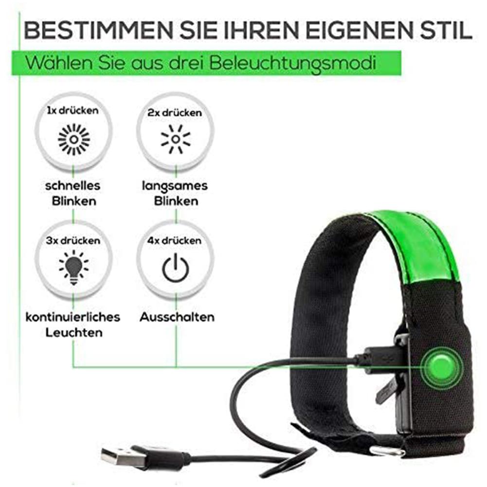USB LED Luminous Night Running Cycling Armband Bracelet Night Glow Reflective Safety Belt Outdoor Sports Fluorescent Arm Band