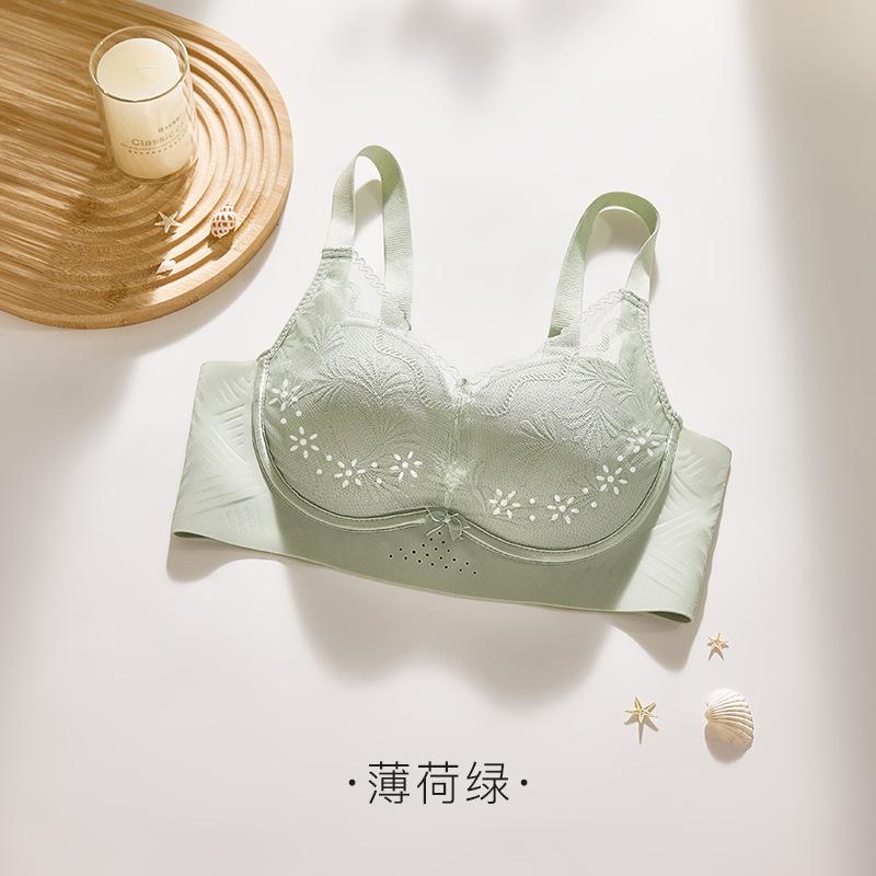 Side Bone Lace Without Steel Ring Soft Support Jelly Glue Breathable Hole Cup Bra Cover Gather New Products