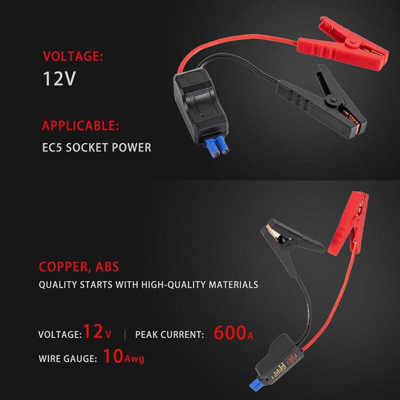Car Emergency Battery Jump Cable with EC5 Plug Connector Clip Trucks Car Clip Clamps Starter Connector Alligator Alligator