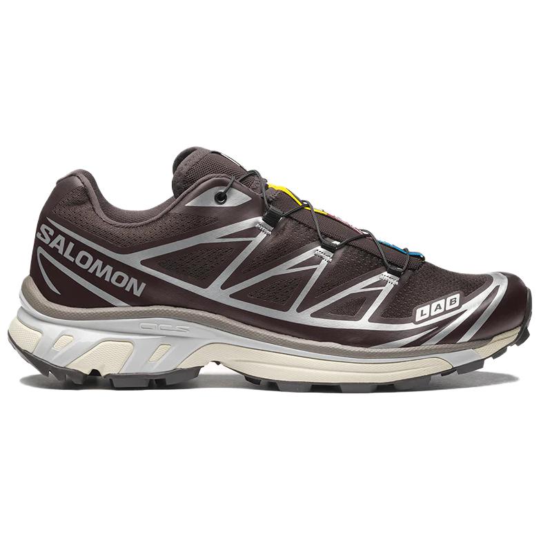 SALOMON XT-6 Schwarzer Kaffee Unisex Sneaker Braunes Schuhwerk-Silberner Falke L47690400