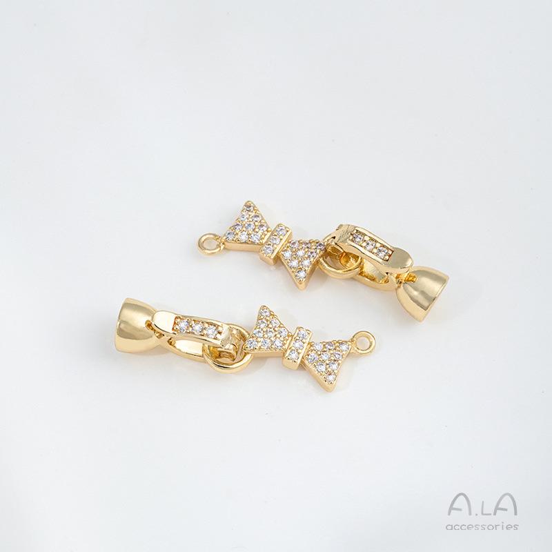 

14K Gold-Filled Zircon Bow Pearl Clasp for DIY Jewelry Necklace and Bracelet Connector