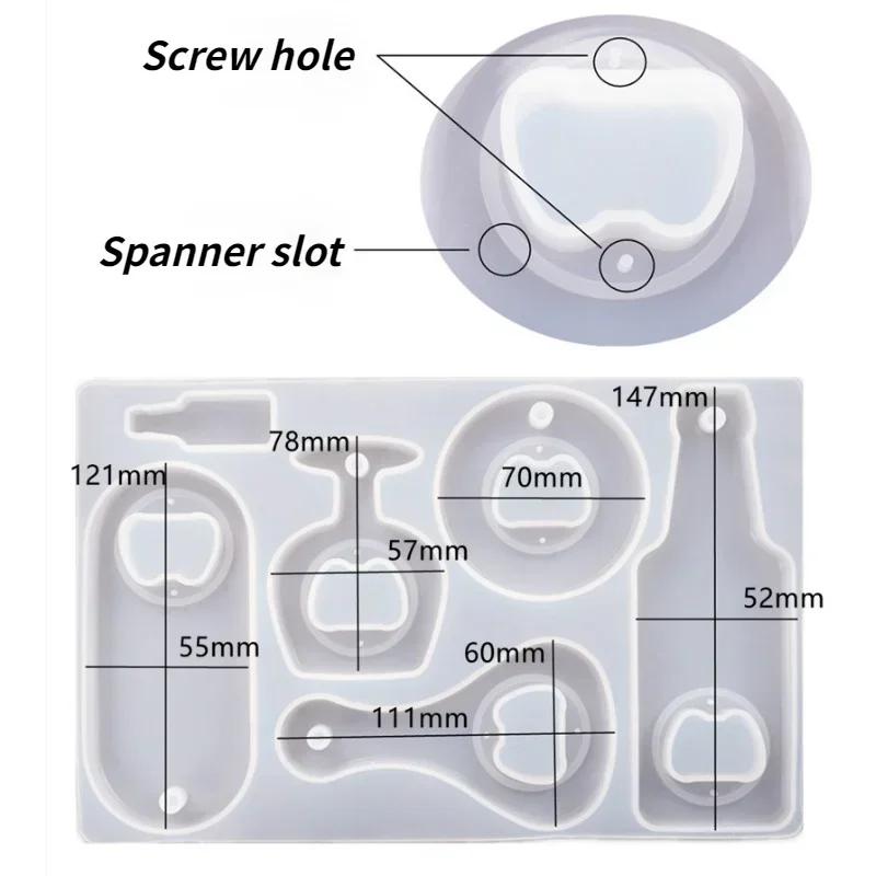 Diy Handmade Creative Crystal Resin Epoxy Beer Spanner Bottle Opener Dried Flower Epoxy Mirror Silicone Mold Mold for Resin