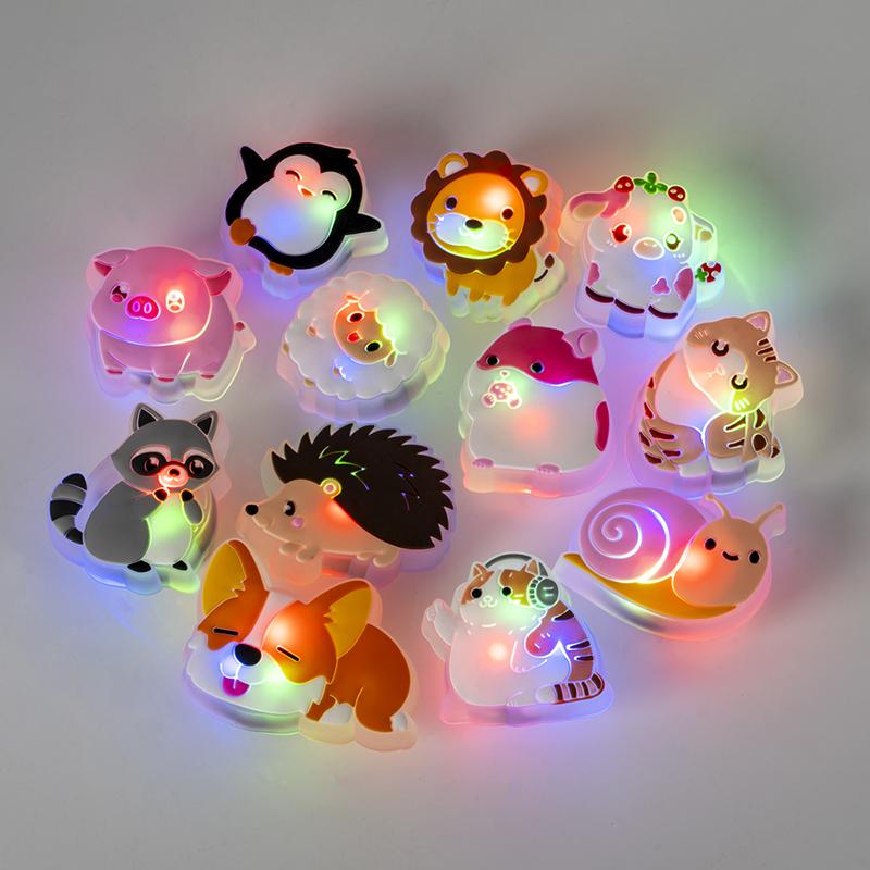 LED Lighted Animals Shoe Charms Pink Hamster Pig Shoe Decorations Pins Women Gifts Dog Cat Penguin Clog Accessories