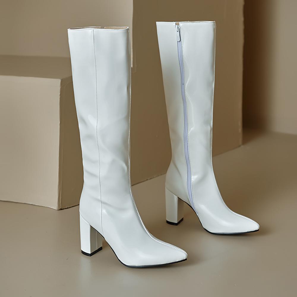 Rot Schwarz Damen Kniehohe Stiefel Hoher Absatz Kleine Große Größe 32 46