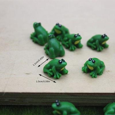 10Pcs Resin Miniature Mini Tiny Green Frog Figurines Dollhouse Decor Scenes