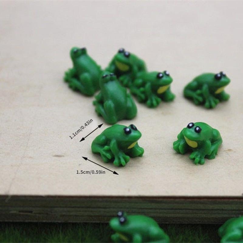 10Pcs Resin Miniature Mini Tiny Green Frog Figurines Dollhouse Decor Scenes
