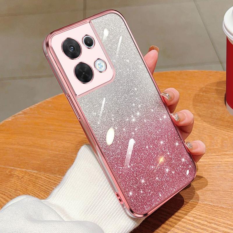 Pentru Husă OPPO Reno 8 Pro 5G Husă Telefon OPPO RENO 8Pro 5G Silicon Placat cu Sclipici Strălucitor Protecție Lentilă Cameră Capac Moale Spate