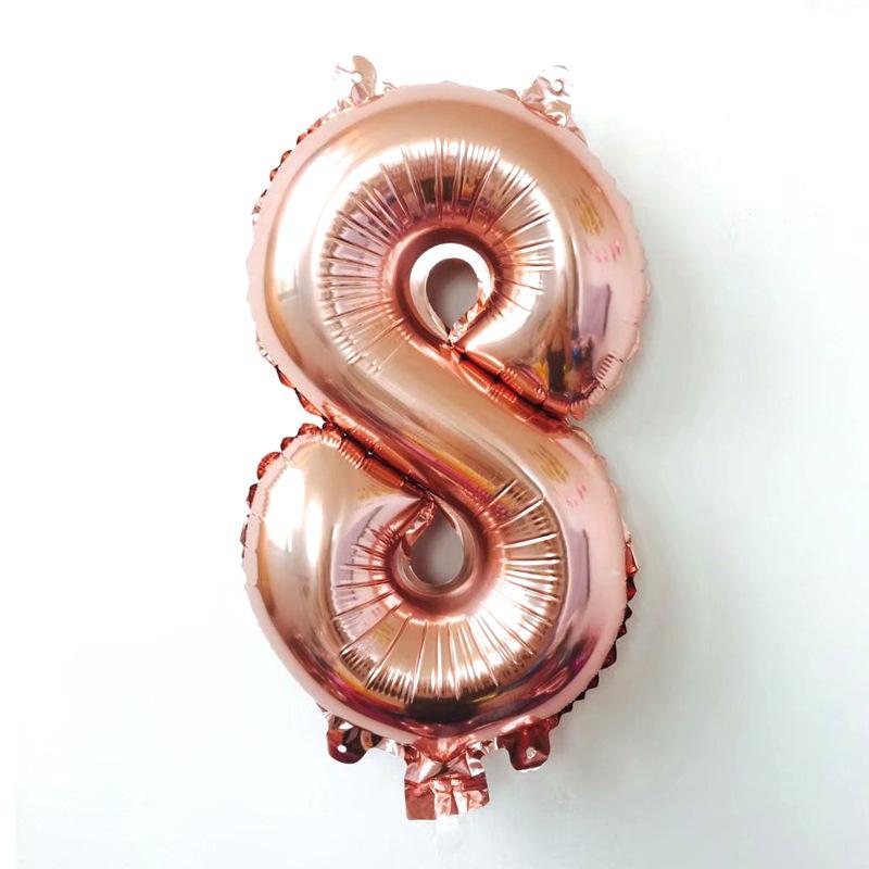 32-Inch Rose Gold Digital Balloon, Medium Aluminum Film Alphanumeric 0-9 Inflatable Decorative 2023 New Year'S Balloon