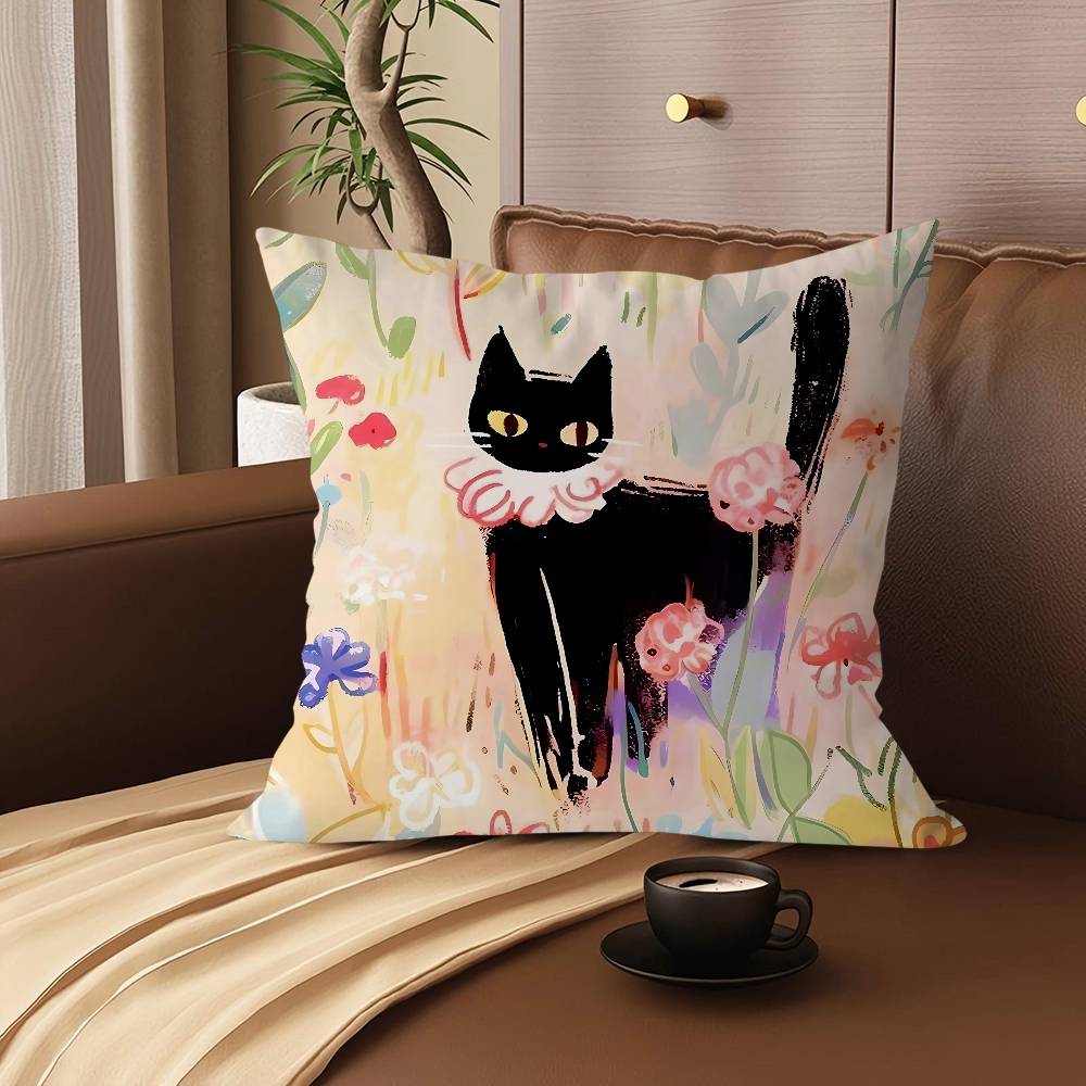 Niedliches Cartoon Katze Kissen Geschenk Heim Büro Dekoration Schlafzimmer Sofa Auto Kissenbezug Hülle 45x45