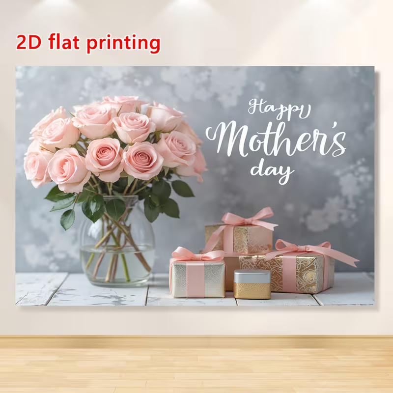 2D Pink Roses & Gifts Backdrop for Elegant Mother s Day Celebrations 47.2x31.5inch/120*80cm