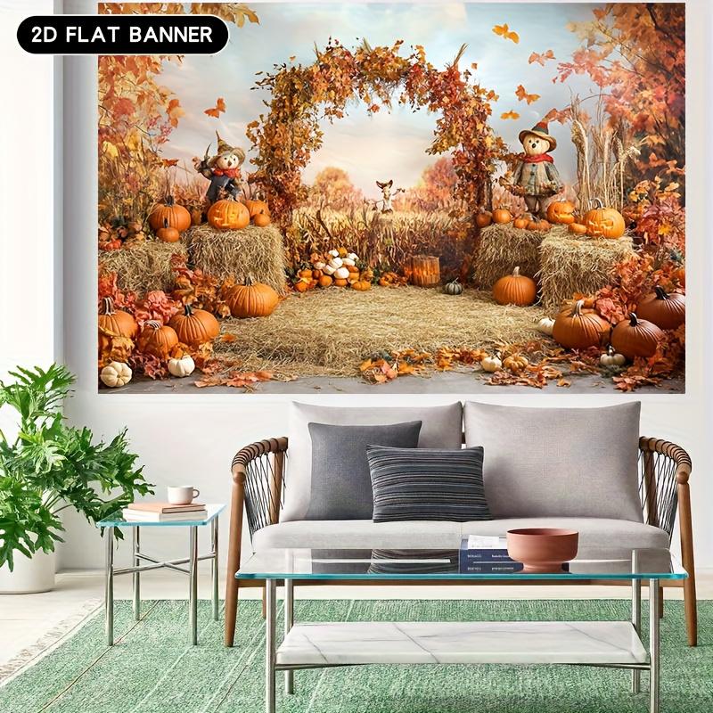 2D plane 1 piece of harvest pumpkin background fabric - Autumn scenery suitable for photo background and family celebrations
