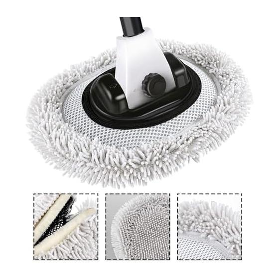 15 Bend Car Wash Brush Car Wash Mop 112cm Stretchable Sponge Mop Soft Ultra-Fine Fiber Car Wash Tools Wet and Dry Use Scratch Prevention Water