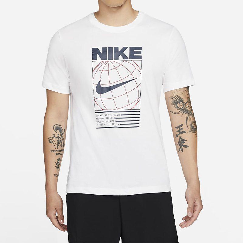 Nike T Shirts Men's White Crew Neck Moderate Straight Fit DA1773-100