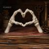 Dark Romantic Bedroom Decor Skeleton Hand Heart Gesture Resin Figurine, Halloween Figurine for Desk, Gothic Love Symbol Ornament Shelf Tabletop