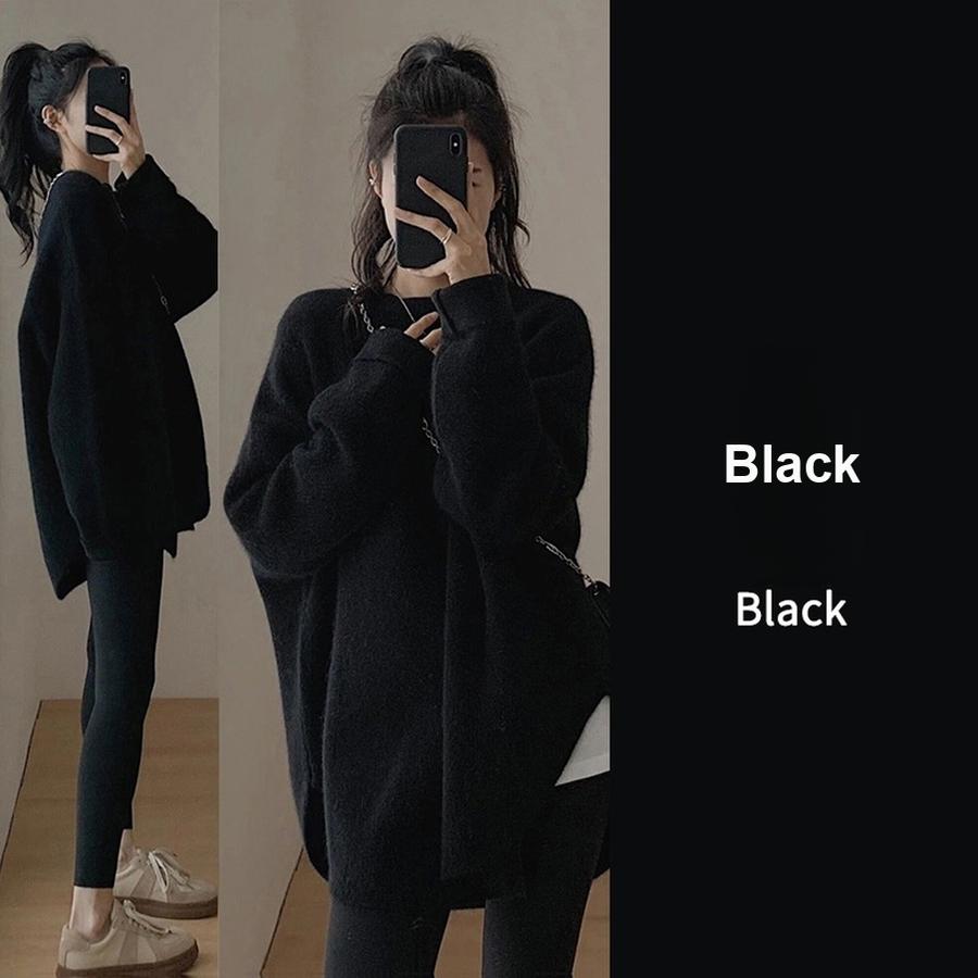 Pink Crewneck Sweater Women's New Fall Outfit Korean Style Atmosphere Aesthetic Top