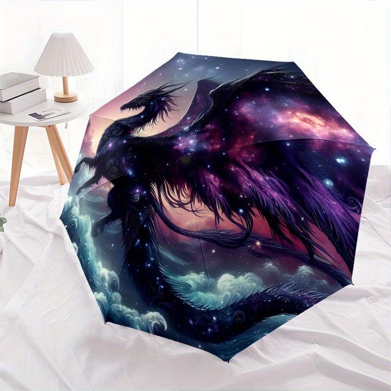 

1pc Cosmic Dragon Soaring Through Celestial Waves Automatic Folding Umbrella - 3 Folding Design, Vivid Cartoon Pattern, Suitable for Outdoor Acti
