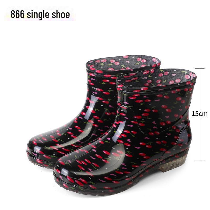 Damen Kurze Röhre Blumenmuster Gummistiefel - Wasserdicht, Rutschfest, Modisch, Niedrig geschnittene Gummischuhe für Küche & Draußen… Mehr