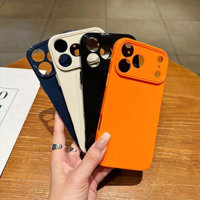 Solid Color Light Pillar Phone Case for Apple 17PROMAX Phone Case, Orange 17 Soft Set, Couple Trendy Brand Case