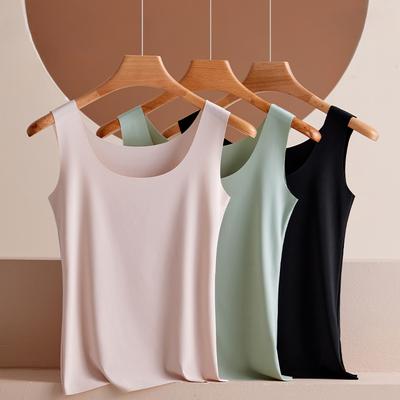Ultra Thin Ice Silk Seamless Vest for Women's Outerwear Base Comfortable Slim Fit Sleeveless Top with Beautiful Back Straps