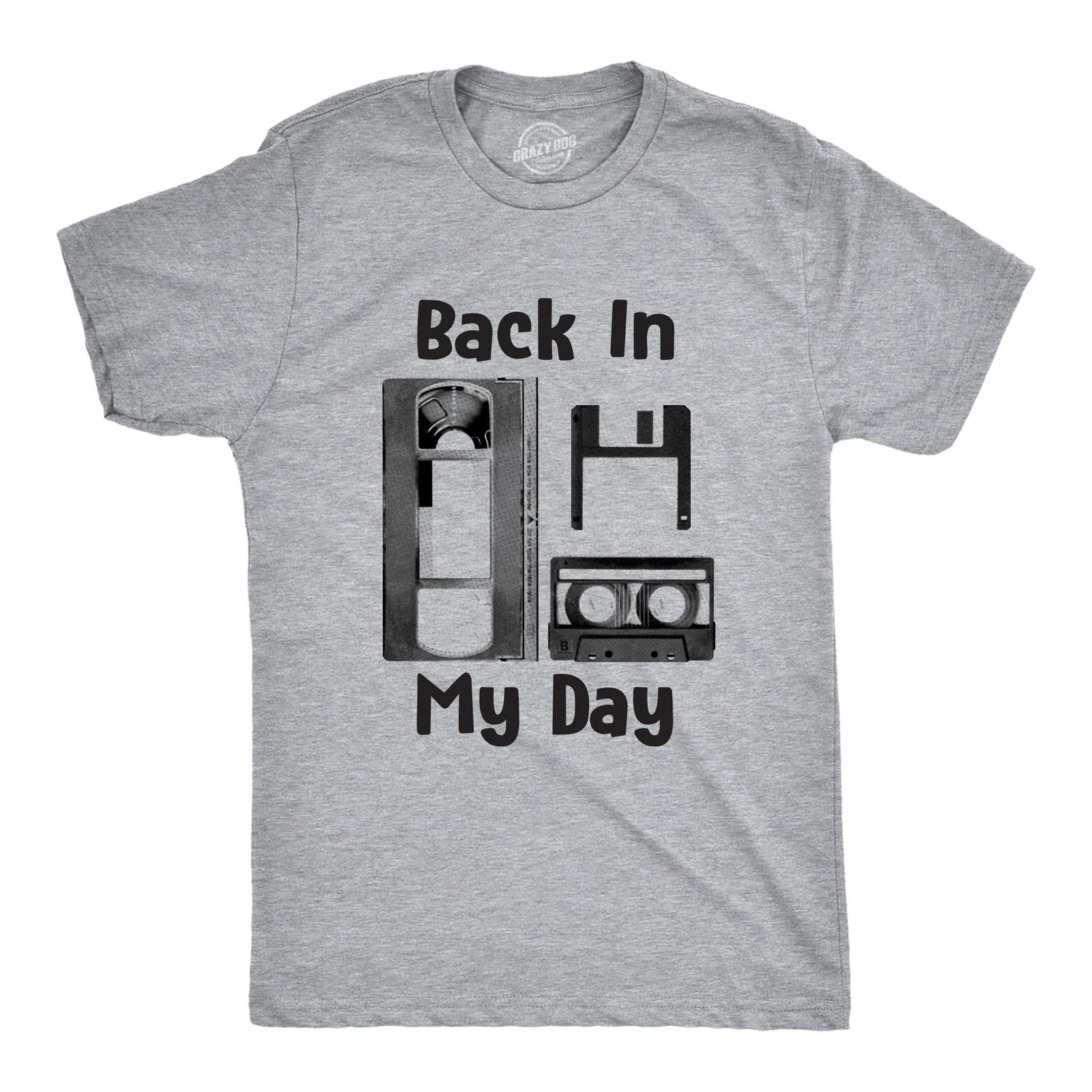Mens Back In My Day T Shirt Funny Old Tech Cassette Floppy Disk Tee XXXXL