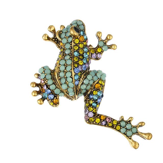 

Красочные броши в виде лягушки со стразами для женщин и мужчин, модные уникальные дизайнерские украшения, вечерние свадебные подарки, брошь с животными, булавки