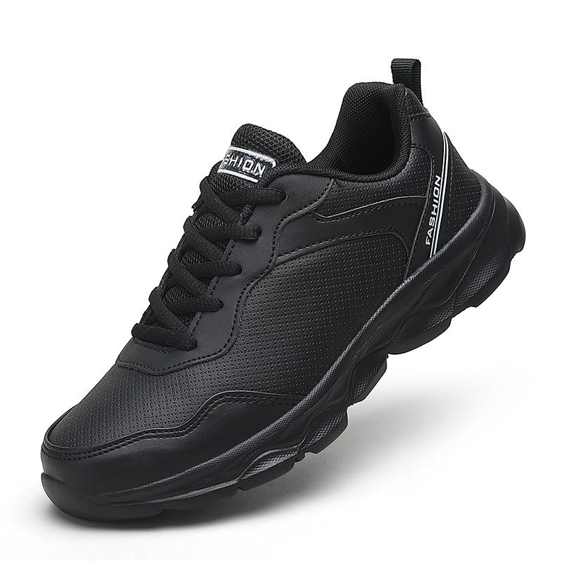 Autumn Winter Leather Sneakers Black Sports Shoes for Women Waterproof Casual Shoes Woman Non-slip Lightweight Walking Shoes