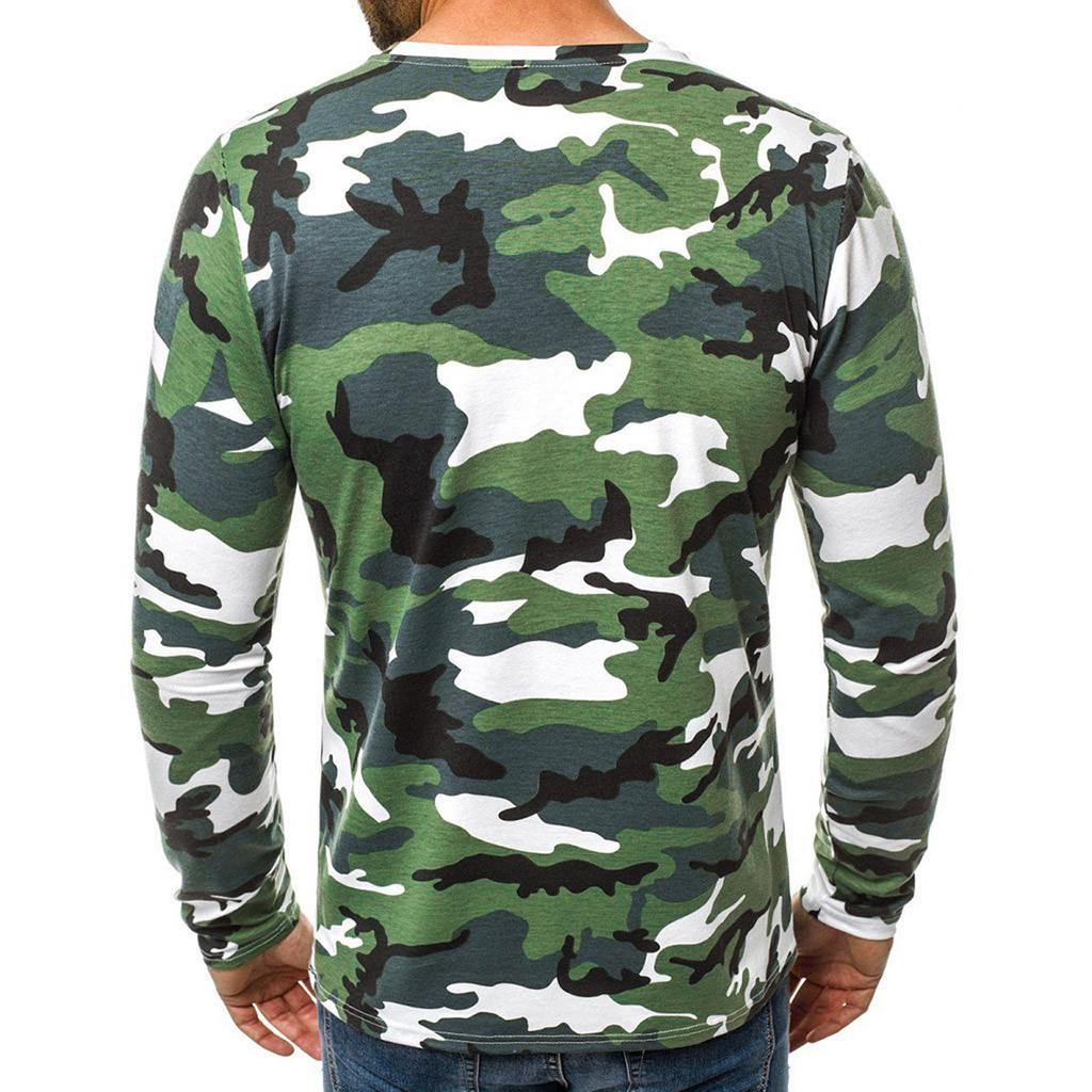 Koszulki z długim rękawem dla mężczyzn, moda męska z nadrukiem O-Neck T-shirt Topy Casual Sport Athletic Pullover Bluzka