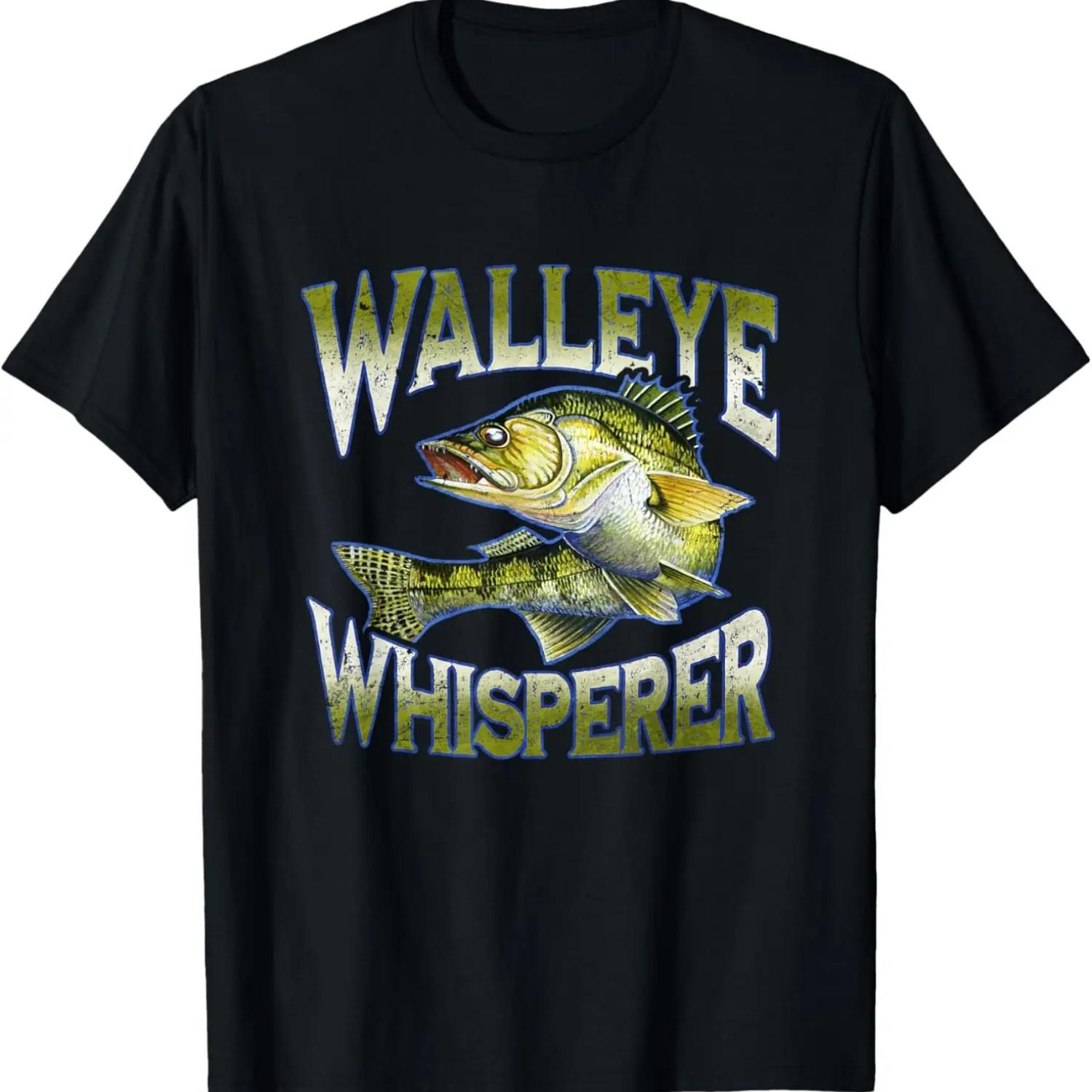

Графическая одежда для рыбалки Walleye Whisperer, подарок, футболка рыбака S чёрный