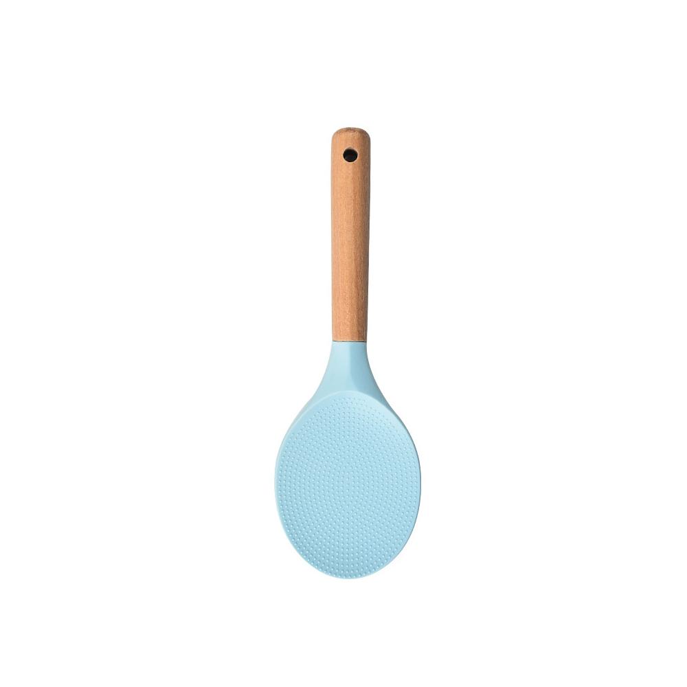 1PC Vertical Wooden Handle Silicone Kitchen Utensils Non Stick Pots Cooking Shovels Spoons Kitchen Utensils