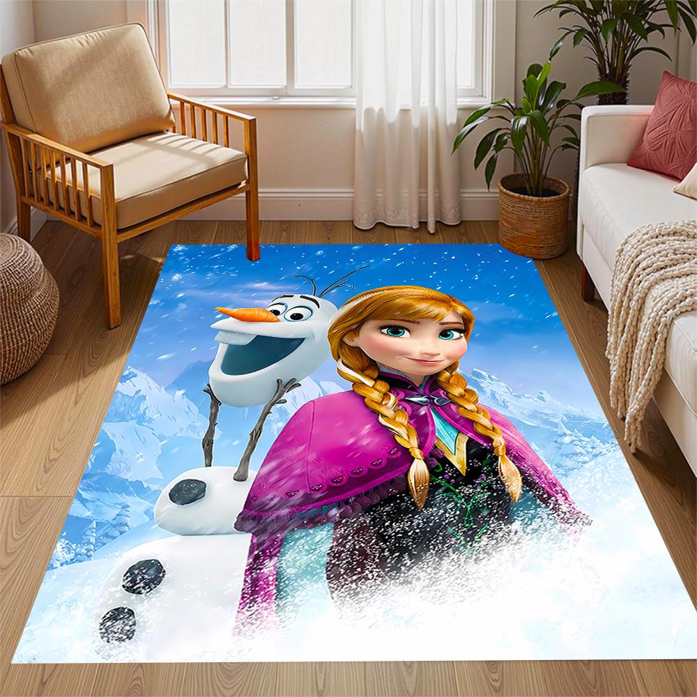 Frozen Olaf Cartoon Theme Non-Slip Rug - Made of Polyester, Suitable for Home Décor, Bedrooms, Living Rooms, Entryways, and Studios.