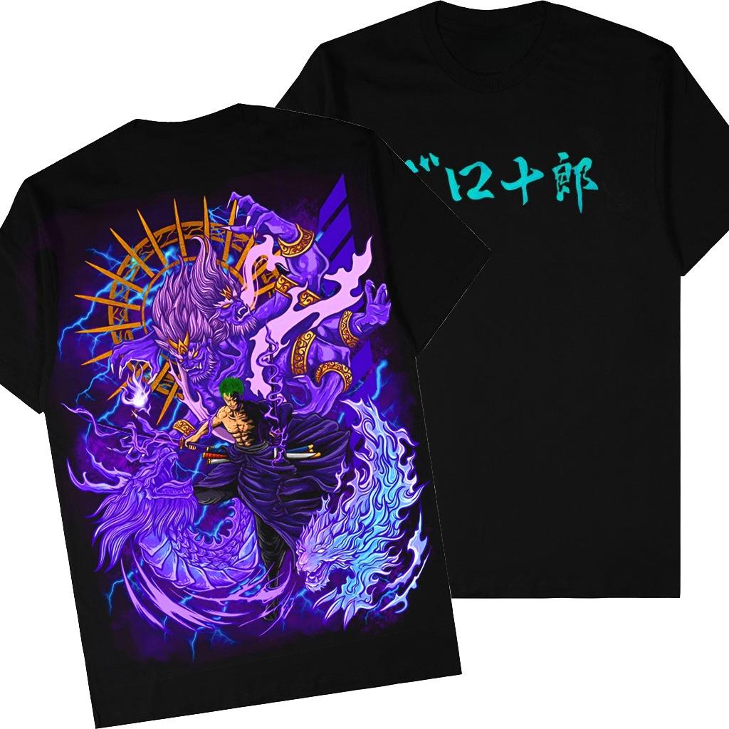 ZORO ONE PIECE Pánské Dámské Harajuku Retro Anime Letní Tričko Krátký Rukáv Nadměrné Ležérní Volné Fitness Pohodlné Y2k Top